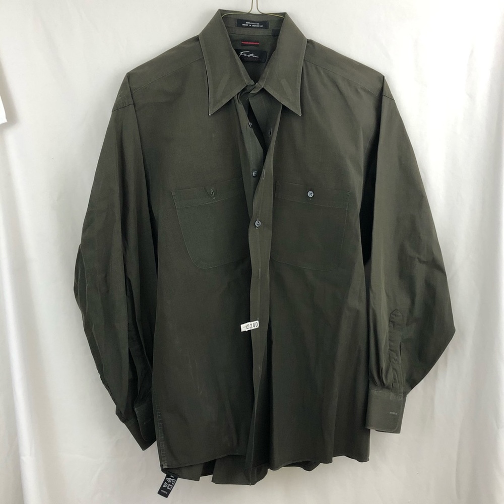 FUBU Dark Green Button Down Long Sleeve Shirt XL
